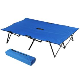 2 Person Folding Camping Cot for Adults, 50" Extra Wide Portable Sleeping Cot with Carry Bag, Elevated Camping Bed, Beach Hiking, Blue 2 Person Folding Camping Cot for Adults, 50" Extra Wide Portable Sleeping Cot with Carry Bag, Elevated Camping Bed, Beach Hiking, Blue